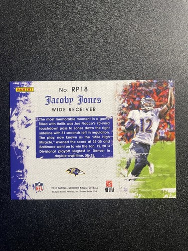 2015 Panini Gridiron Kings - Jacoby Jones #RP18 Royal Performances - Picture 2 of 2