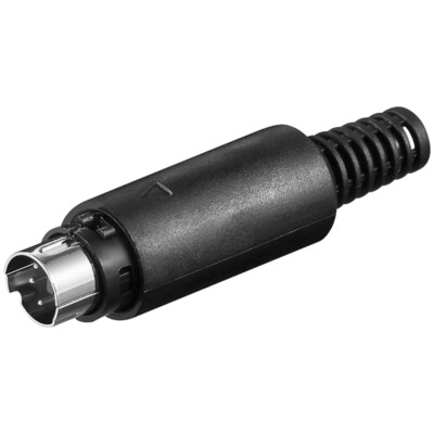 Mini-DIN-Stecker  5-polig  mit Lötanschluß und Kabelknickschutz