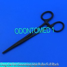 Dog Cat Pet Grooming Hemostat Hair Puller 5.5" Full Black 