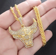 Bold Bull Pendant with 24" Rope Chain – Powerful Symbolic Statement Necklace