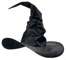 Large Classic Fabric Black Witch Hat with Loop Spider Web Detail Halloween