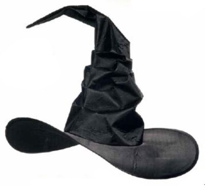 Large Classic Fabric Black Witch Hat with Loop Spider Web Detail Halloween 