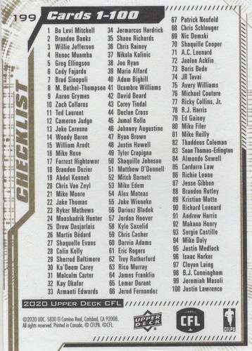 2020 UD CFL FOOTBALL "GOLD PARALLEL'S" ****YOU PICK**** - Picture 27 of 27