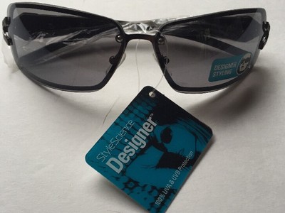 NWT NEW Style Science Designer Black Gray Embellished Womens Sunglasses