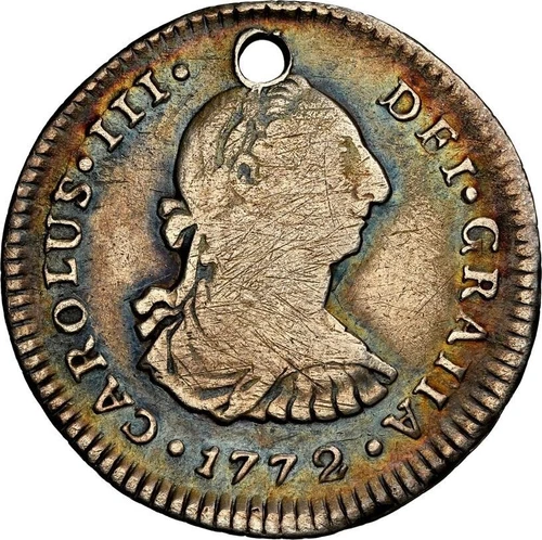 COLOMBIA, Popayán, bust 1 real, Charles III, 1772 JS, NGC VF details