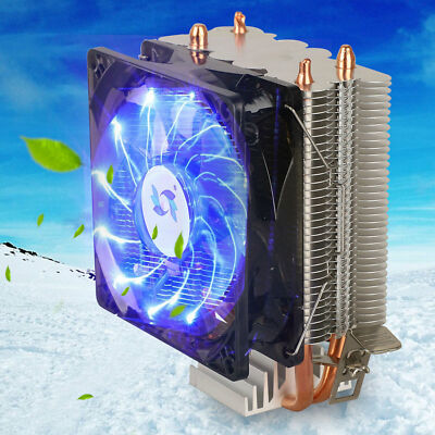 Blue LED CPU Cooler Fan Heatsink for Intel LGA1155 /775/AMD AM4/AM3+/AM3/AM2+