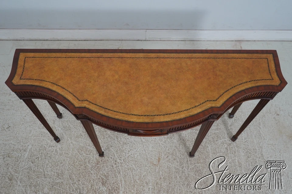 L68754:MAITLAND SMITH 皮革上衣桃花心木亚当风格控制台桌 — 第 3/4 张图片