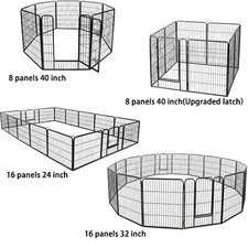 8 Panels 40''/16 panels 24”/32" Dog Pet Playpen Dog Fence Exercise Pen Outdoor