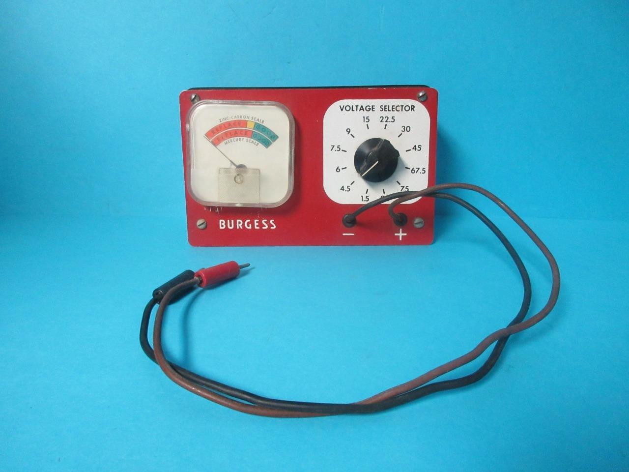 AWESOME VINTAGE BURGESS STORE BATTERY TESTER ZINC/MERCURY SCALE VOLTAGE SELECTOR