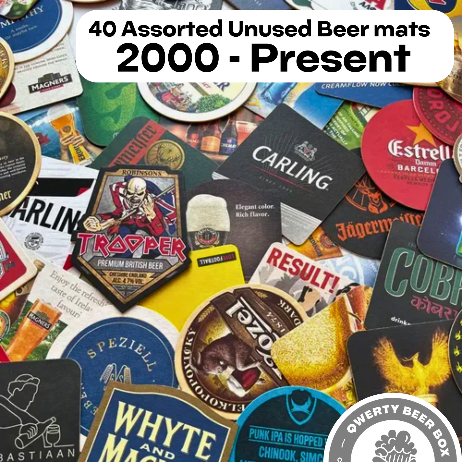 Pack Of 40 Brand New Unused Assorted Beer mats / Coasters