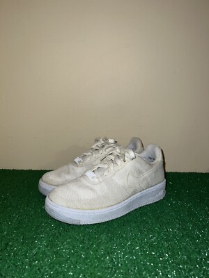 Nike Air Force One Crater GS Flyknit White Sail Wolf Grey Size 4Y READ 