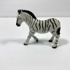 Vintage Zebra Figure Toy Animal 1998 Plastic Black White - 2.25" T x 2.5" L