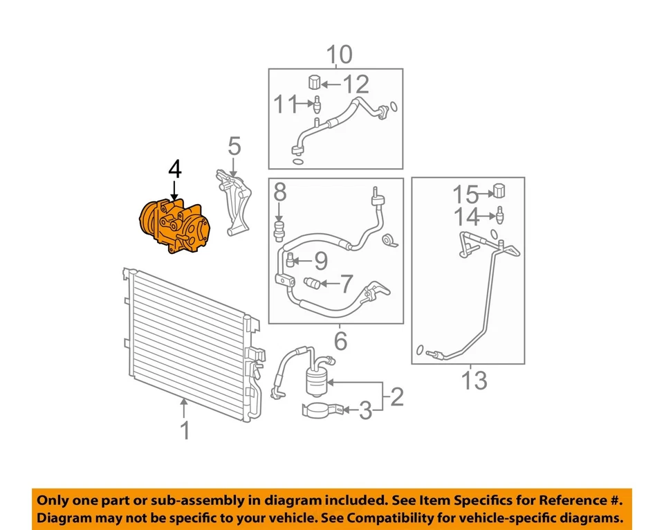 Used A/C Compressor fits: 2009 Chevrolet Equinox 3.4 Grade A Foto 3 de 4