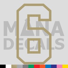 Number Six 6 Vinyl Die Cut Decal Sticker - Jersey Sport Varsity Outline