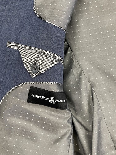 Beverly Hills Polo Club Blazer Mens Size42R Blue Linen Polyester New With Tags - Picture 10 of 17