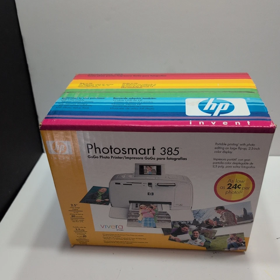 HP PhotoSmart 385 LCD GoGo Compact Photo Printer NOS Brand New! - Image 2 of 4