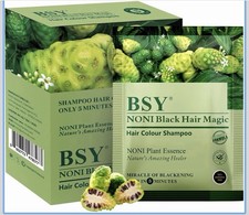 BSY Noni Black Hair Magic, Fruit based 10min Hair Color Shampoo Black-20 Ml X 12