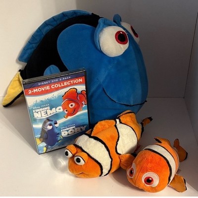 Finding Nemo & Finding Dory 2 Movie DVD Collection and 3 Piece Plush Set