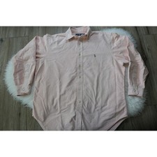 Vintage Polo Ralph Lauren Pink White Button Down Shirt Mens 17 32/33 Custom Fit