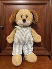 Vintage 1970’s  Plush Dog Striped Overalls Antique Old Childhood Stuffed Animal — photo 2