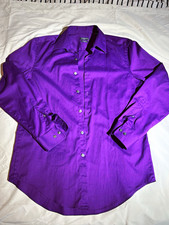 Van Heusen Flex Men's Slim Fit Purple Solid Dress Shirt Point Collar 15.5 32/33
