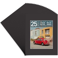 Golden State Art 11x14 Black Picture Mats for 8x10 Photos - Acid-Free, 25-Pack