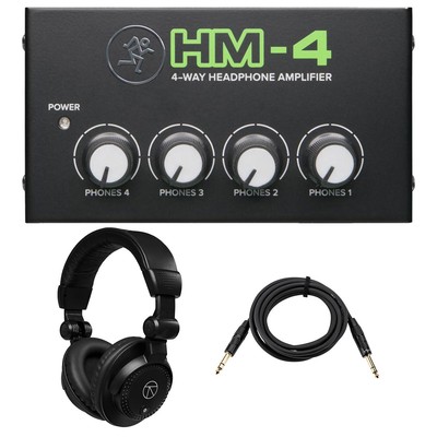 Mackie HM-4 4-Way Headphone Amplifier, Bundle with TAPH100 Headphones and 1/4'' T