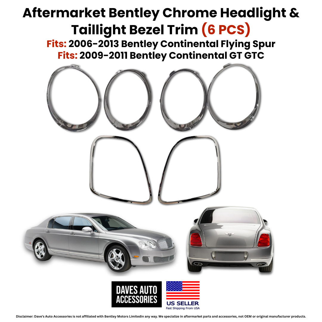 OE Style Chrome Bezel Trim Set Bentley Continental GT GTC Flying Spur