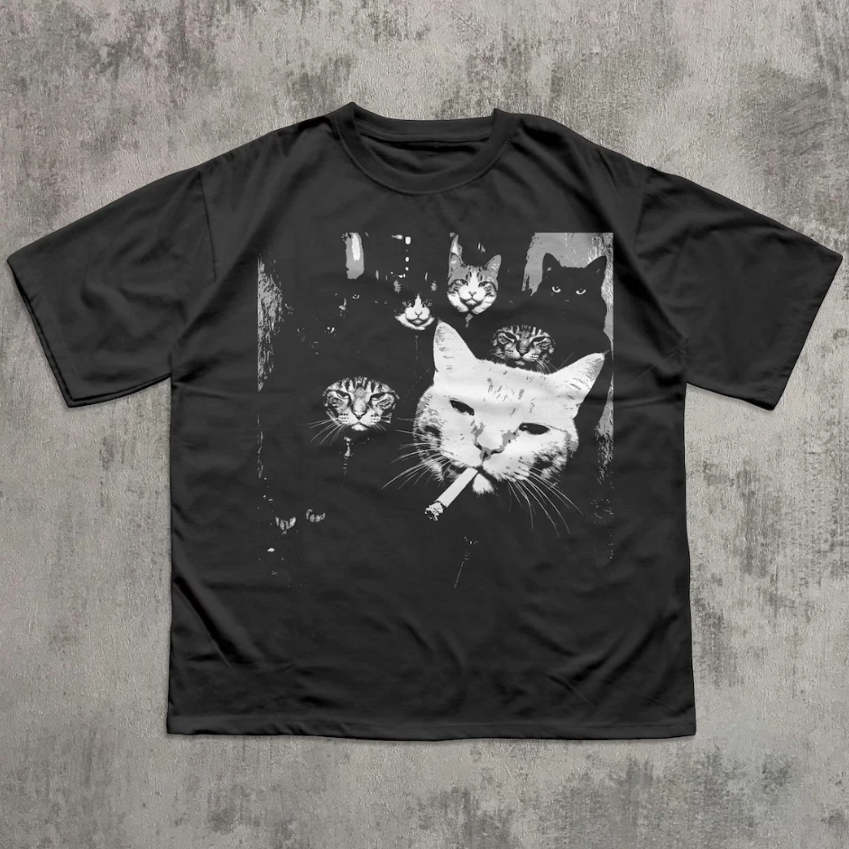 Funny Gangster Cat Meme Vintage Cat Lover Graphic T Shirt - product detail image 1