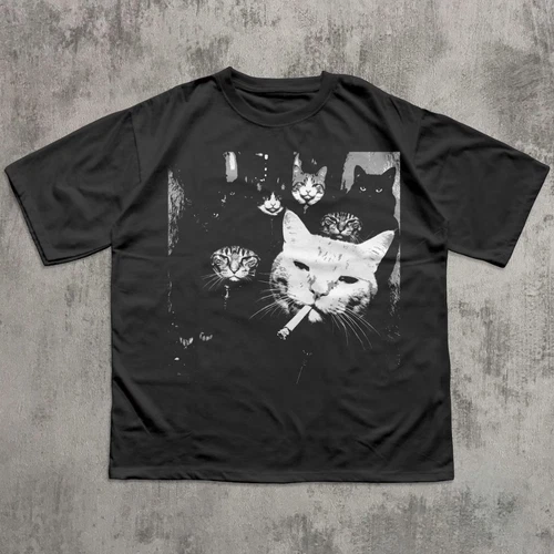 Funny Gangster Cat Meme Vintage Cat Lover Graphic T Shirt - product listing photo