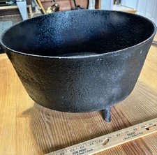 Antique Cast Iron Cauldron Wash Pot Three Legged -25 LBS-10 BY 16 INCHES WIDE