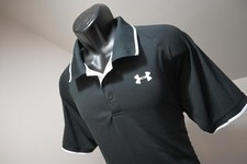 Under Armour Golf Polo Black HeatGear Performance Athletic Shirt Mens Size XL