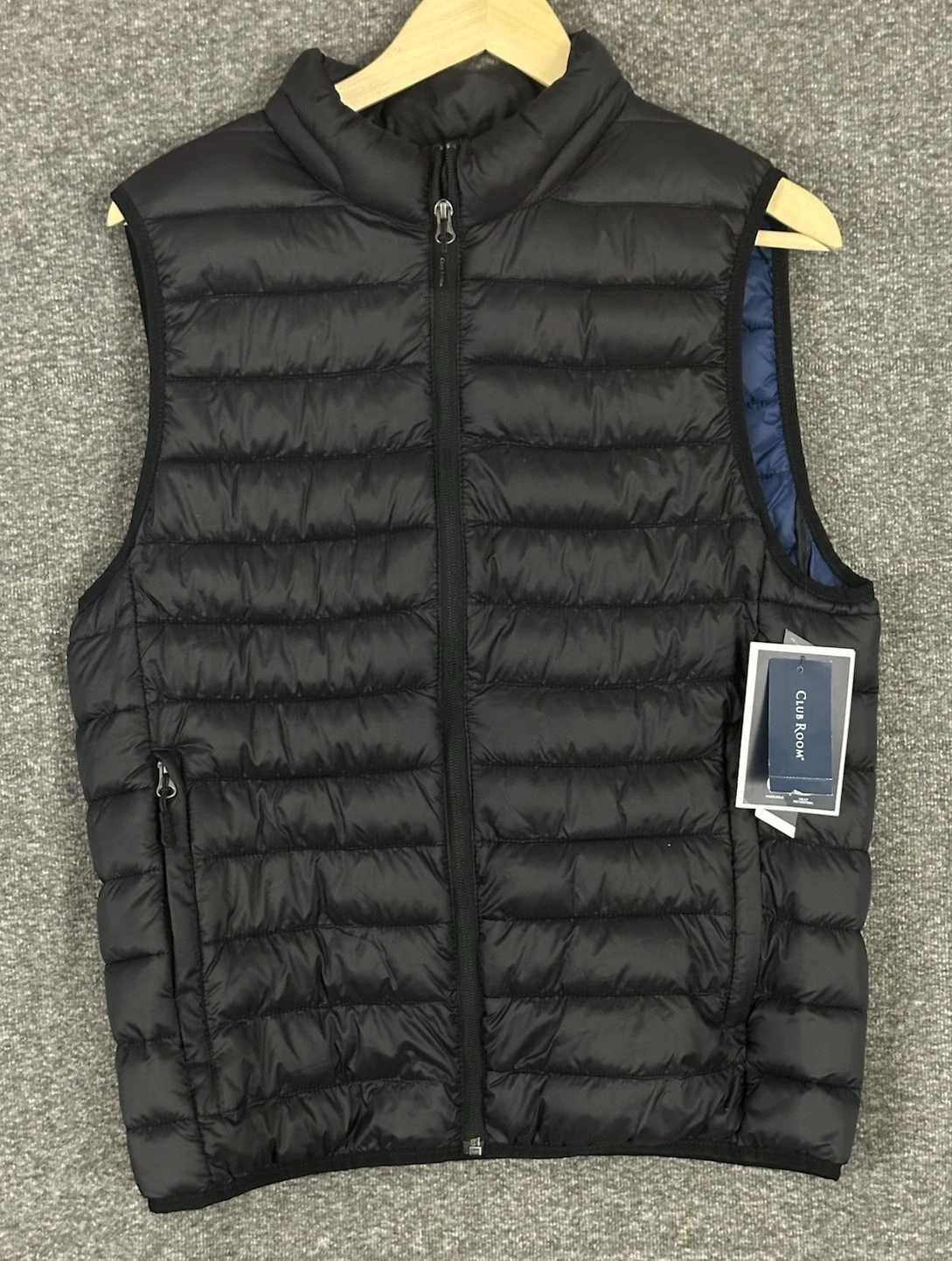 Club Room Performance Packable Puffer Vest Men Small Black Nylon NWT