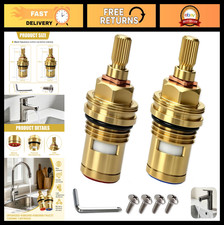 2-Pack Brass Faucet Cartridge Replacement - 1/2" Ceramic Hot/Cold Valve for Kitc