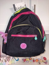🦍🌈NUEVA CON ETIQUETAS Mochila Grande Kipling Seoul Negro Verdadero Arco Iris Protección para Laptop🌈🦍