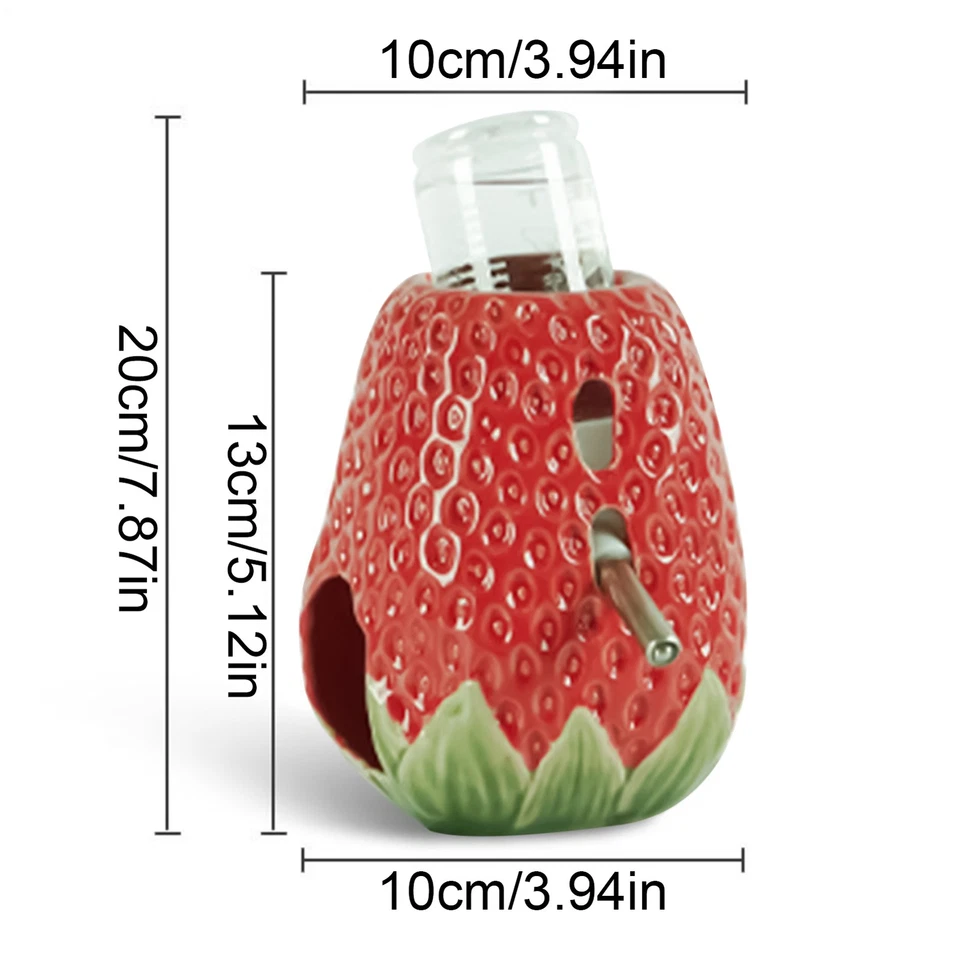 Alimentador dispensador de agua para mascotas pequeñas de cerámica de fresa hámster rata Foto 3 de 4