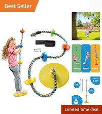 Colorful Tree Swing for Kids - Safe Disc Seat Climbing Rope Set with Carabiner