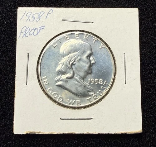 Franklin Half Dollar 1958 Philadelphia Proof Silver Uncirculated 50C