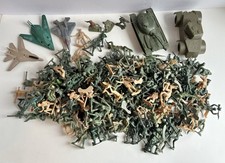 Vintage Green Tan Plastic Army Men Figures Large 200 Lot Tanks Planes