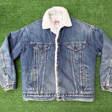 Vintage Levi s Denim Sherpa Lined Jacket Made in USA Size Medium San Francisco