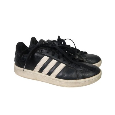 Adidas Cloudfoam Advantage Black Leather White Stripe Sneakers Men's 7.5