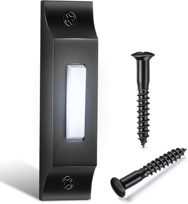 Enhon LED Lighted Doorbell Button, Solid and Sleek Metal Wall Matte Black 