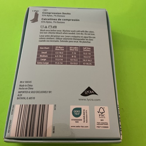 NEW! Crane Black Compression Socks / Medium - Picture 3 of 5