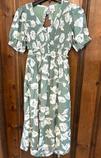 SO ME Green Floral Smocked Summer Maxi Flowy Dress With Open Back -NWT -  XL