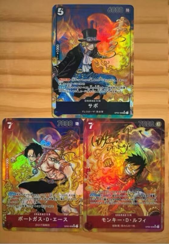 One Piece Portgas·D· Ace Sabo Monkey D. Luffy Card Doujin 3 piezas/juego