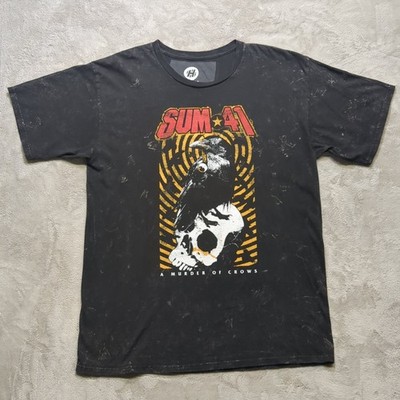 Hopeless Records Sum 41 Band Tee Murder of Crows Distressed Black Sz L Shirt