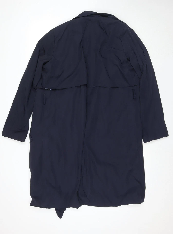 Abrigo azul para mujer Zara - mediano, abrigo forrado de sarga Foto 2 de 4