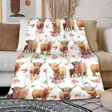 Highland Cow Blanket Cow Gifts for Women Ultra Soft Cozy Plush Fleece Warm Th...
