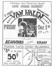 Van Halen Concert Flyer 1976 Pasadena Center Exhibit Hall October 1