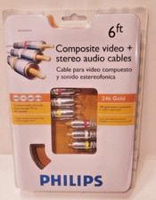 Phillips 6FT Braided Superior Composite A/V Audio Video Cable 24K Gold New
